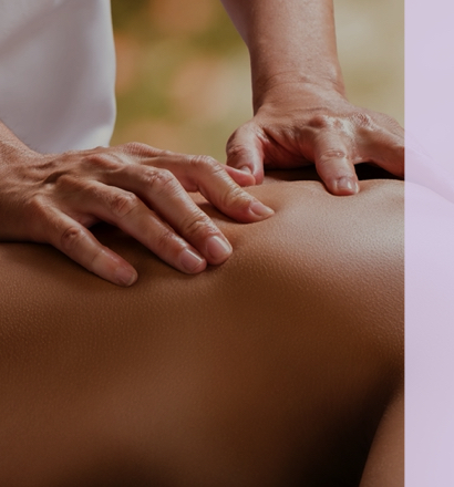 Person receiving a back massage