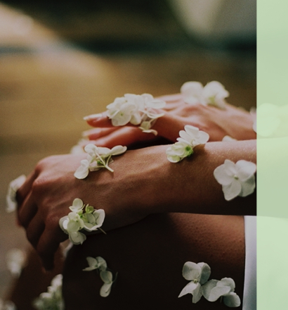 Couple holding hands after a relaxing massage